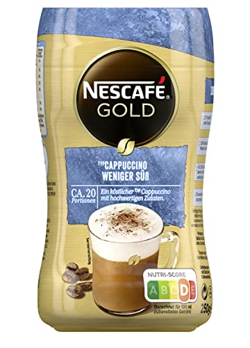 NESCAFÉ GOLD Typ Cappuccino Weniger Süß, Getränkepulver aus löslichem Bohnenkaffee, koffeinhaltig, 1er Pack (1 x 250g) von Nescafé