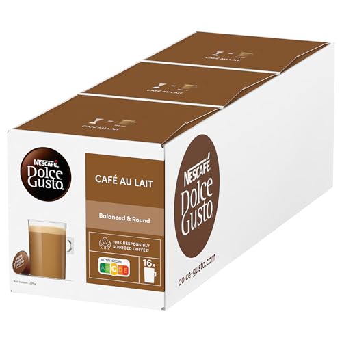 NESCAFÉ Dolce Gusto Café au Lait mit cremigem Milchschaum, 3er Pack (3x16 Kapseln) von NESCAFÉ DOLCE GUSTO