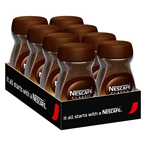 Nescafé Classic 100% löslicher Bohnenkaffee, 8er Set, 8 x 100g Glas (für ca. 320 Becher) von Nescafé