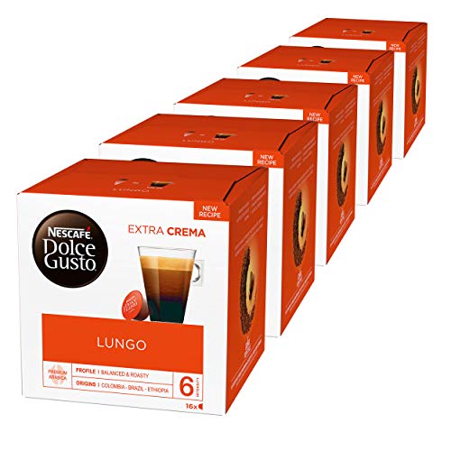 Nescafé Dolce Gusto Caffè Lungo, Kaffe, Kaffekapsel, 5er Pack, 5 x 16 Kapseln von NESCAFÉ Dolce Gusto