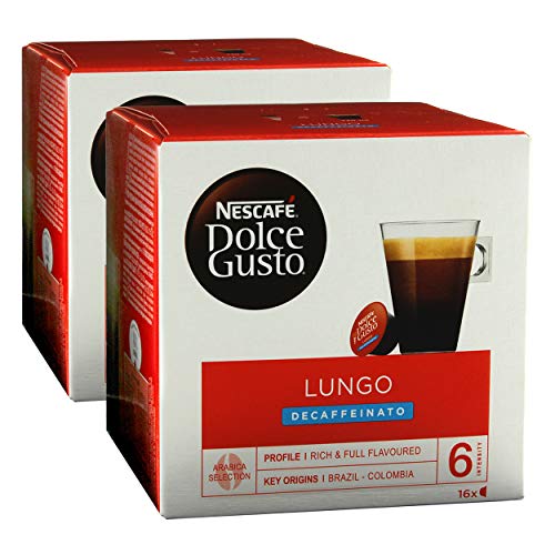 Nescafé Dolce Gusto Caffè Lungo Decaffeinato, Entkoffeiniert, Kaffee, Kaffeekapsel, 2er Pack, 2 x 16 Kapseln von NESCAFÉ DOLCE GUSTO