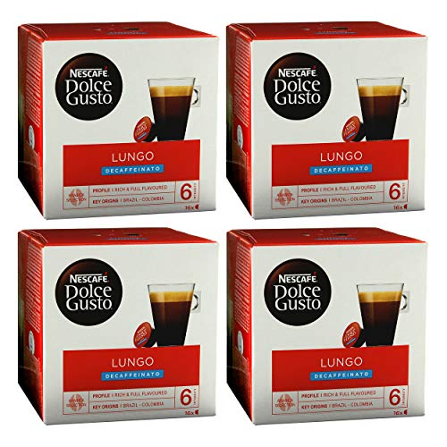 Nescafé Dolce Gusto Caffè Lungo Decaffeinato, Kaffee, Kaffeekapsel, 4er Pack, 4 x 16 Kapseln von NESCAFÉ Dolce Gusto