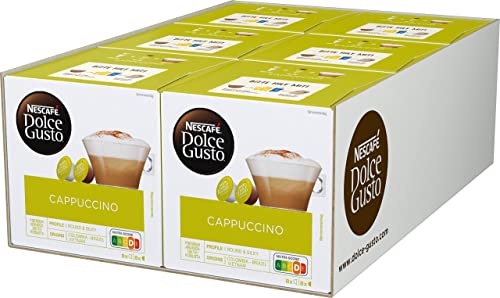 NESCAFÉ Dolce Gusto Cappuccino 96 Kaffeekapseln (Arabica und Robusta Bohnen, Vollmundiger Kaffee und lockerer Milchschaum, Aromaversiegelte Kapseln), 6er Pack (6x16 Kapseln) von NESCAFÉ DOLCE GUSTO