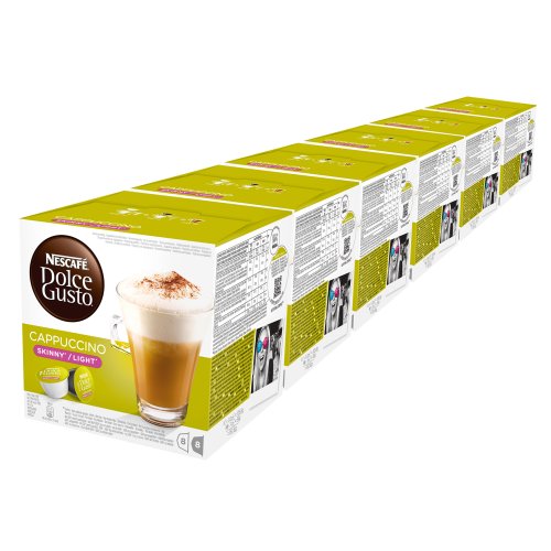 Nescafé Dolce Gusto Cappuccino light, weniger Kalorien, Kaffee, Kaffeekapsel, 6er Pack, 6 x 16 Kapseln (48 Portionen) von NESCAFÉ DOLCE GUSTO