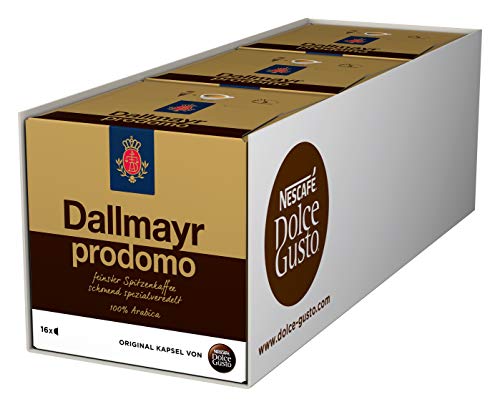 NESCAFÉ Dolce Gusto Dallmayr Prodomo | 48 Kaffeekapseln | Spitzenqualität für einen vollaromatischen Geschmack | 100% Arabica-Bohnen | Aromaversiegelte Kapseln | 3er Pack (3 x 16 Kapseln) von NESCAFÉ Dolce Gusto