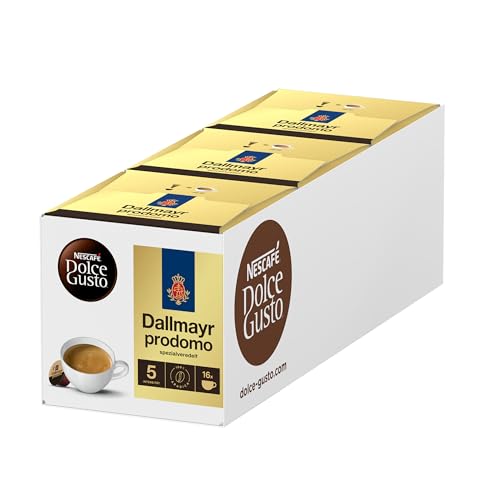 NESCAFÉ Dolce Gusto Dallmayr Prodomo | 48 Kaffeekapseln | Spitzenqualität für einen vollaromatischen Geschmack | 100% Arabica-Bohnen | Aromaversiegelte Kapseln | 3er Pack (3 x 16 Kapseln) von NESCAFÉ Dolce Gusto