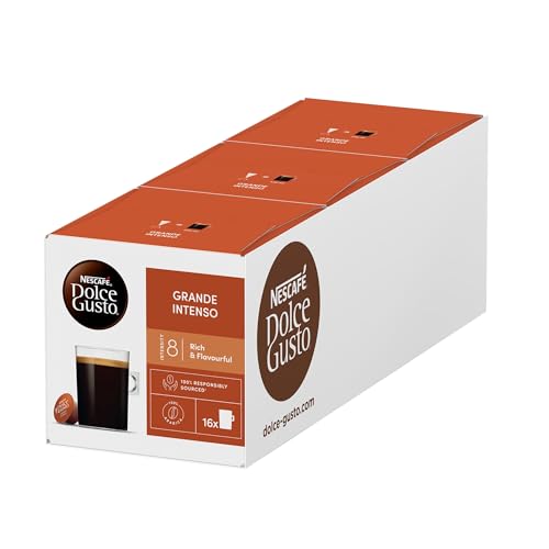 NESCAFÉ Dolce Gusto Grande Intenso | 48 Kaffeekapseln | Arabica Bohnen aus Ostafrika und Südamerika | Haselnussbraune Crema | Aromaversiegelte Kapseln | 3er Pack (3 x 16 ) von NESCAFÉ Dolce Gusto