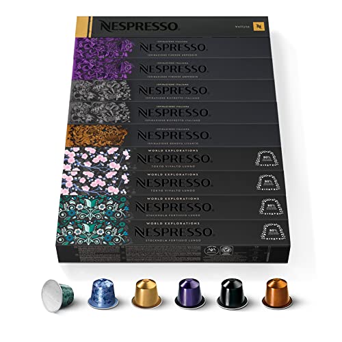 NESPRESSO ORIGINAL, Auswahl an Espresso und Lungo Kaffees, Helle bis dunklere Röstungen, Kompatibel mit ORIGINAL Kapselmaschinen, Kapsel Set aus 100 Kaffeekapseln NESPRESSO ORIGINAL, Auswahl an Espresso und Lungo Kaffees, Helle bis dunklere Röstungen, Kompatibel mit ORIGINAL Kapselmaschinen, Kapsel Set aus 100 Kaffeekapseln von Nespresso