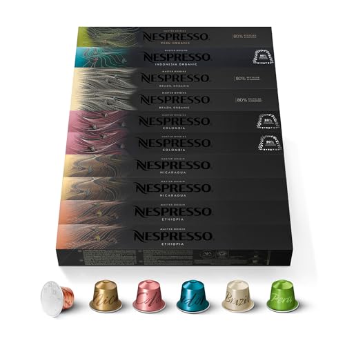 NESPRESSO ORIGINAL, Master Origin Collection, Auswahl von hellen, mittleren und dunklen Röstungen, 100 Kaffeekapseln von Nespresso