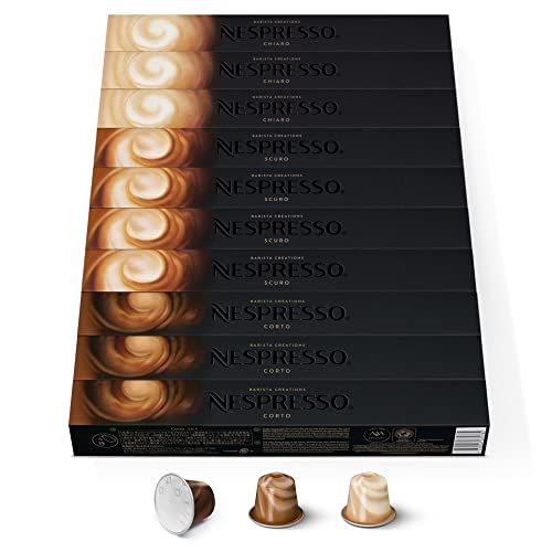 NESPRESSO ORIGINAL Barista Creations for Milk Collection, Helle, mittlere und dunkle Röstung, Kompatibel mit ORIGINAL Kaffeemaschinen, Kapsel Set aus 100 Kaffeekapseln von Nespresso