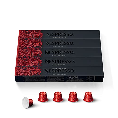 NESPRESSO ORIGINAL Ispirazione Napoli, Dunkle Röstung, Kompatibel mit ORIGINAL Kaffeemaschinen, Kapsel Set aus 50 Kaffeekapseln von NESPRESSO