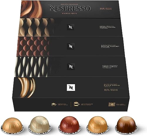 Nespresso Vertuo - Assortiment Barista Creations 50 Capsules - 10x Sweet Vanilla, 10x Golden Caramel, 10x Roasted Hazelnut, 10x Bianco Doppio, 10x Bianco Forte von Nespresso