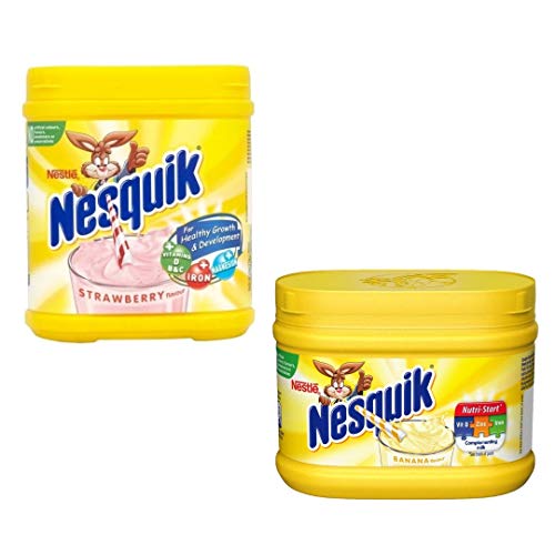 Nesquik Banana and Strawberry Milkshake Bundle | Enjoy This Delicious Combo | Banana Flavour 1 x 300g and Strawberry Milkshake 1 x 500 g | Total of 2 tubs von Nesquik