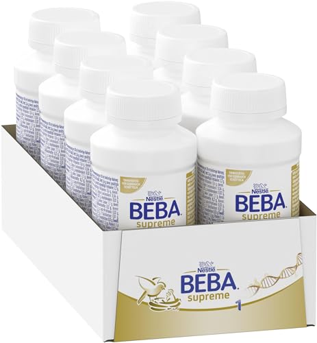 Nestlé BEBA SUPREME 1 Anfangsmilch: trinkfertige Portionsflaschen, mit Omega 3, 8er Pack (8 x 200ml) von BEBA