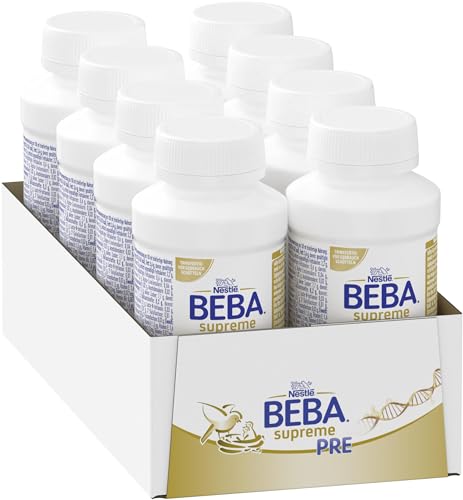 Nestlé BEBA SUPREME PRE Anfangsmilch: trinkfertige Portionsflaschen, mit Omega 3, 8er Pack (8 x 200ml) von BEBA