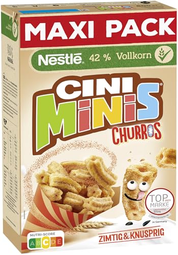 Nestlé CINI MINIS Churros Frühstücks-Cerealien mit 42% Vollkorn-Anteil, 1er Pack (1 x 600g) von Nestlé CINI MINIS