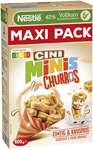 Nestlé CINI MINIS Churros Frühstücks-Cerealien mit 42% Vollkorn-Anteil, 1er Pack (1 x 600g) von Nestlé CINI MINIS