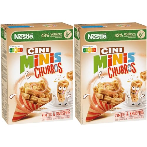 Nestlé CINI MINIS Churros Frühstücks-Cerealien mit 42% Vollkorn-Anteil, 2er Pack (1x360g) von Nestlé CINI MINIS