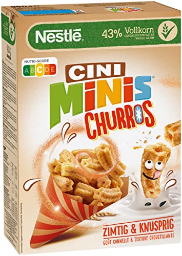 Nestlé CINI MINIS Churros Frühstücks-Cerealien mit 42% Vollkorn-Anteil, 1er Pack (1x360g) von Nestlé CINI MINIS