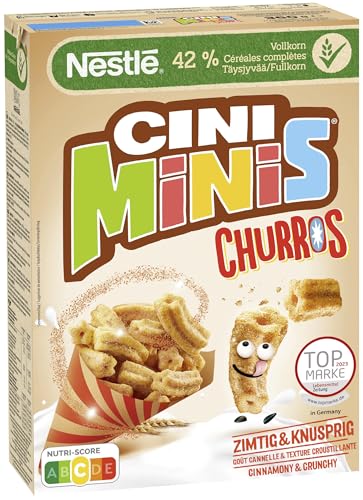 Nestlé CINI MINIS Churros Frühstücks-Cerealien mit 42% Vollkorn-Anteil, 1er Pack (1x360g) von Nestlé CINI MINIS