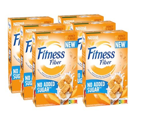 Nestlé FITNESS Fiber Honey Flavor no added sugar Cerealien, knusprige Vollkorn Flakes mit Ballaststoffen, 6er Pack (6 x 310g) von Nestlé Cerealien