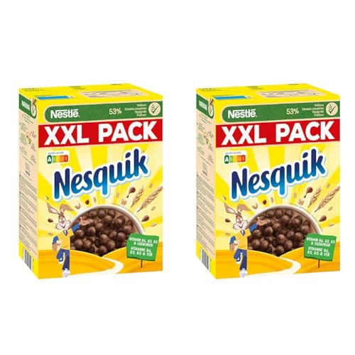 Nestlé Nesquik Knusper-Frühstück, Schoko Cerealien mit Vollkorn, 2er Pack (1x1kg) von Nestlé Cerealien