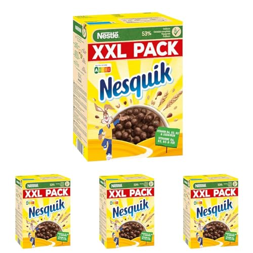 Nestlé Nesquik Knusper-Frühstück, Schoko Cerealien mit Vollkorn, 4er Pack (1x1kg) von Nestlé Cerealien