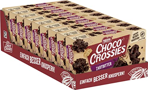 NESTLÉ CHOCO CROSSIES Zartbitter, knusperleichte Flakes in dunkler Schokolade, 9er Pack (9x2 à 75g) von Nestlé Choco Crossies