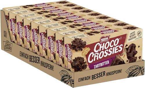 NESTLÉ CHOCO CROSSIES Zartbitter, knusperleichte Flakes in dunkler Schokolade, 9er Pack (9x2 à 75g) von Nestlé Choco Crossies