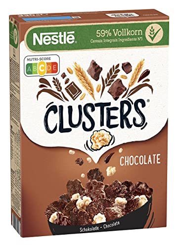 Nestlé CLUSTERS Schokolade, Cerealien aus 59 % Vollkorn, mit Schokolade & Mandeln, enthält Vitamine, Calcium & Eisen, 1er Pack (1x330g) von Nestlé Clusters