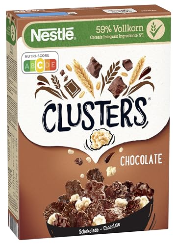 Nestlé CLUSTERS Schokolade, Cerealien aus 59 % Vollkorn, mit Schokolade & Mandeln, enthält Vitamine, Calcium & Eisen, 1er Pack (1x330g) von Nestlé Clusters