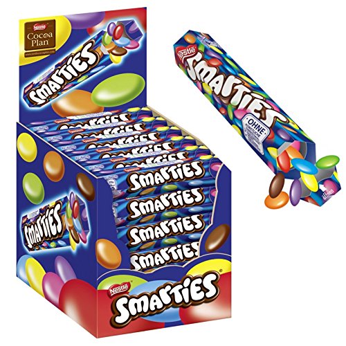 6 Röhrchen mit sechseckigen Pralinen, verschiedene Farben, Konfekt, Süßigkeiten von Nestlé