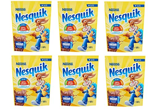6x Nestlé Nesquik Preparato Solubile lösliche Zubereitung für Getränke mit Zucker und fettarmem Kakao lösliche Schokolade 800g von Nestlé