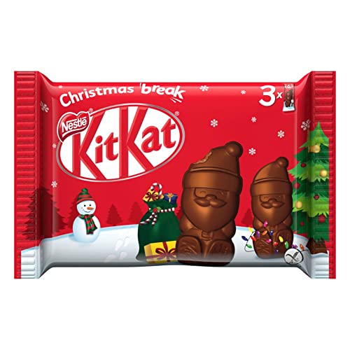 NESTLÉ KITKAT Mini-Weihnachtsmänner aus Milchschokolade, kleine Schokonikoläuse mit Knusperstückchen, 1er Pack (1 x 87g) von Kitkat