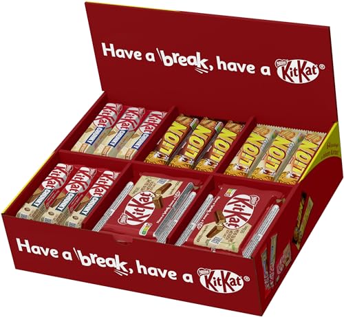 NESTLÉ KITKAT & LION Süßigkeiten-Mix, Schokoriegel-Box mit 5 verschiedenen Sorten, insgesamt 64 Riegel, 1er Pack (1 x 2.6kg) von Nestlé