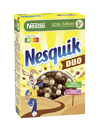 NESTLÉ Nesquik Duo Cereals, braune und weiße Schoko Cerealien mit Vollkorn (1 x 325 g) von Nestlé