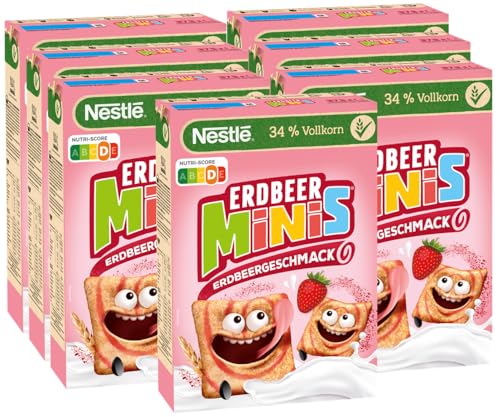 NESTLE Nestlé Erdbeer Minis, Cerealien mit Erdbeergeschmack und Vollkorn, 7er Pack (7x375g) von NESTLE