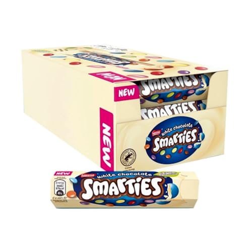 Nestlé® | Smarties® weiße Schokoladendragees – 24 Tuben (816 g) | Mit weißer Schokolade gefüllte Dragees von Nestlé