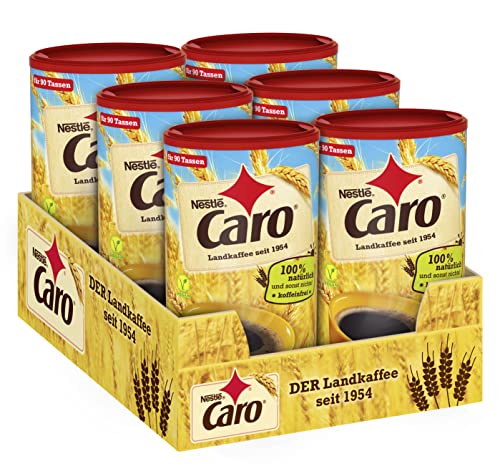 Nestlé CARO Landkaffee, lösliches Pulver aus Gerste, Gerstenmalz, Zichorie und Roggen, koffeinfrei, 6er Pack (6x200g) von Nestlé