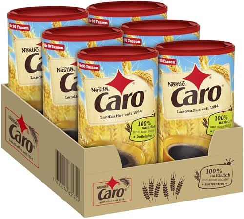 Nestlé CARO Landkaffee, lösliches Pulver aus Gerste, Gerstenmalz, Zichorie und Roggen, koffeinfrei, 6er Pack (6x200g) von Nestlé