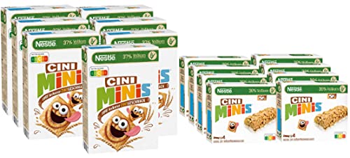 Nestlé CINI MINIS, Cerealien mit Zimtgeschmack, 7er Pack (7x375g) + CINI MINIS Riegel, knuspriger Snack mit Zimtgeschmack, 8er Pack (à 4x25g) von Nestlé