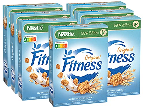 NESTLE Nestlé FITNESS, Frühstücks-Flakes aus 57% Vollkorn, Frühstücks-Flakes mit weniger Zucker, mit Vitamin B2, B6, Calcium & Eisen, 7er Pack (7x375g) von NESTLE