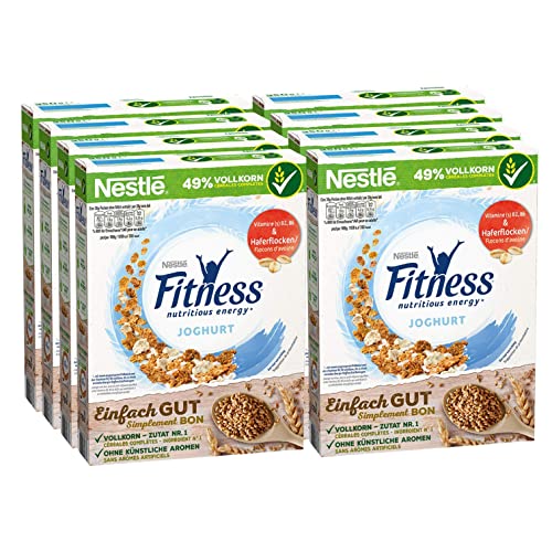 Nestlé Fitness Joghurt, Frühstückscerealien mit Vollkorn und teilweise Joghurtgeschmack, 8er Pack (8 x 350 g) von Nestlé
