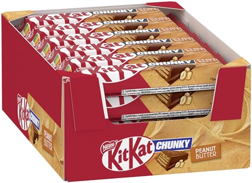 Kitkat NESTLÉ KITKAT CHUNKY Peanut Butter Schokoriegel, Knusper-Riegel mit Erdnusscreme & knuspriger Waffel, 24er Pack (24 x 42g) von Kitkat