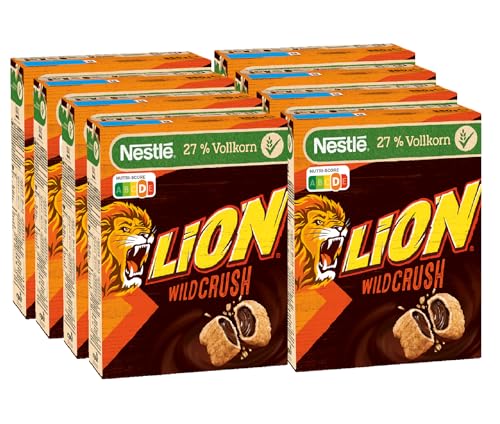 Nestlé Cerealien LION WildCrush, Schoko & Karamell Frühstücks-Cerealien, 8er Pack (8x360g) von Nestlé LION
