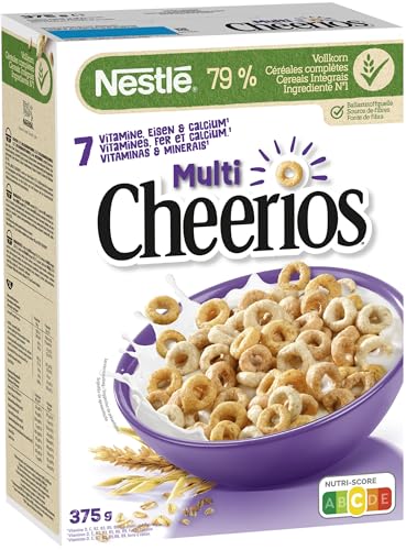 NESTLE Nestlé Multi CHEERIOS Frühstücks-Cerealien aus 5 Vollkorngetreide-Sorten, 1er Pack (1x375g) von NESTLE