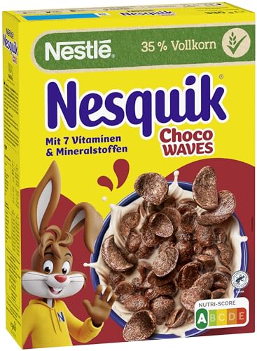 Nestlé Nesquik Choco Waves, Schoko Knusper-Frühstück in Wellenform (33% Vollkorn-Anteil), 1er Pack (1 x 330g) von Nestlé