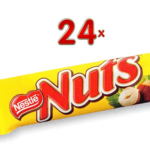 Nestle Nuts Single 24 x 42g Packung (Schokoladenriegel mit Haselnuss) von Nestlé