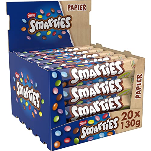 Smarties Nestlé SMARTIES Riesenrolle, bunte Schokolinsen, ideal für Kindergeburtstage, Farben aus der Natur, Hexagonrolle 20er Pack (20x130g) von Smarties