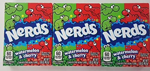 Wonka Wild about Nerds 3 x 46,7g Packung what a melon & so verry cherry (Bonbons Melone & Kirsche) von Nestlé